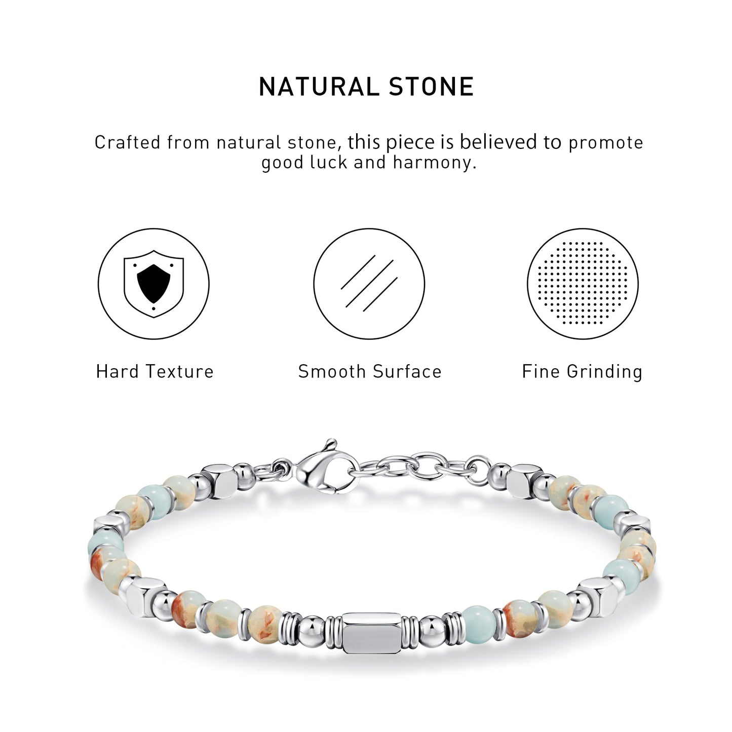 Boho Style Adjustable turquoise Bracelet with hard texture, smooth surface, fine grinding and spiritual meaning.