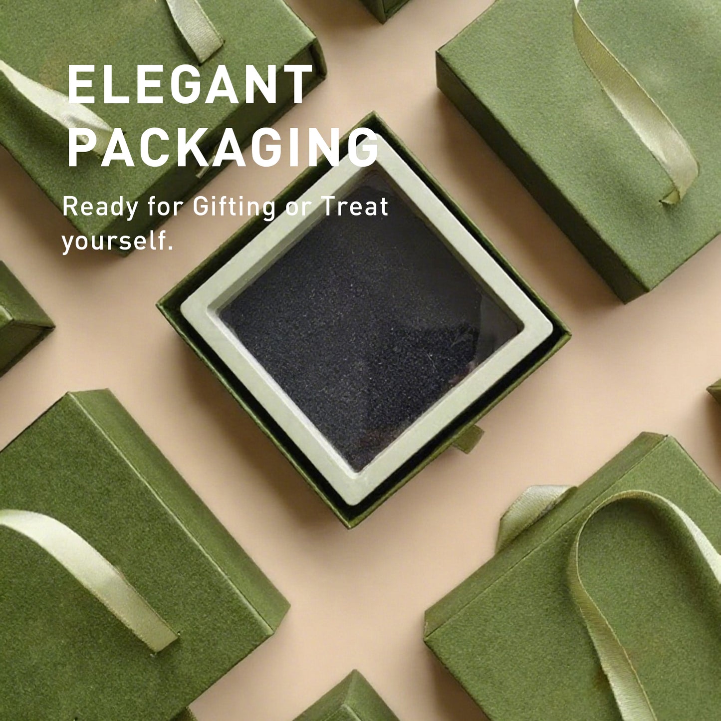 a jewelry package idea with green boxes