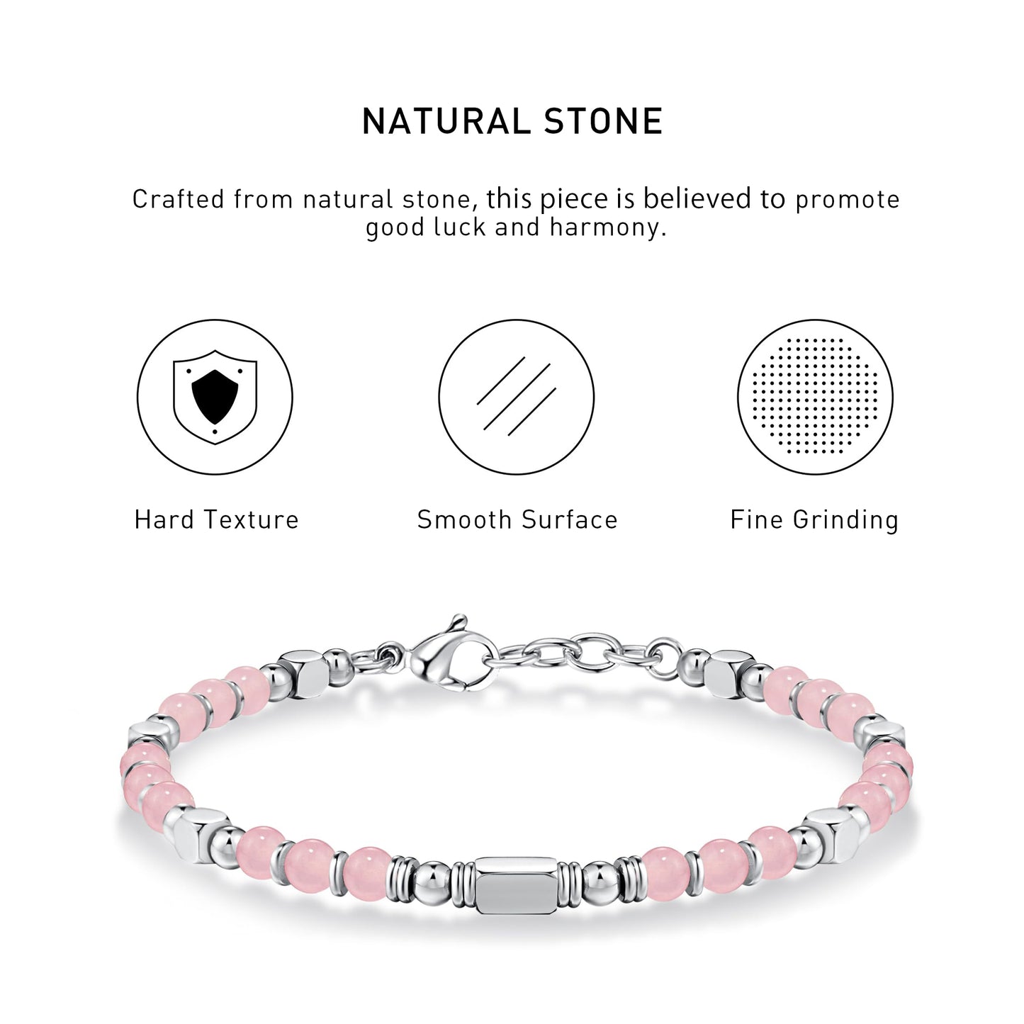 Boho Style Adjustable rose quartz Bracelet with hard texture, smooth surface, fine grinding and spiritual meaning.