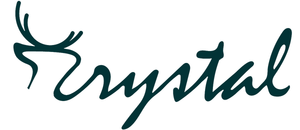The logo embodies the harmony between a delicate deer and crystal.
