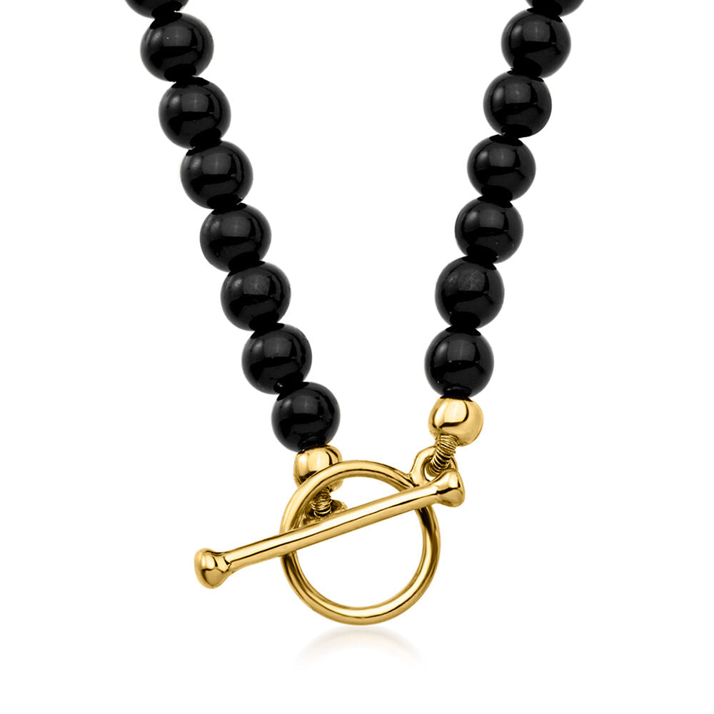 Black Obsidian Bead Toggle Necklace