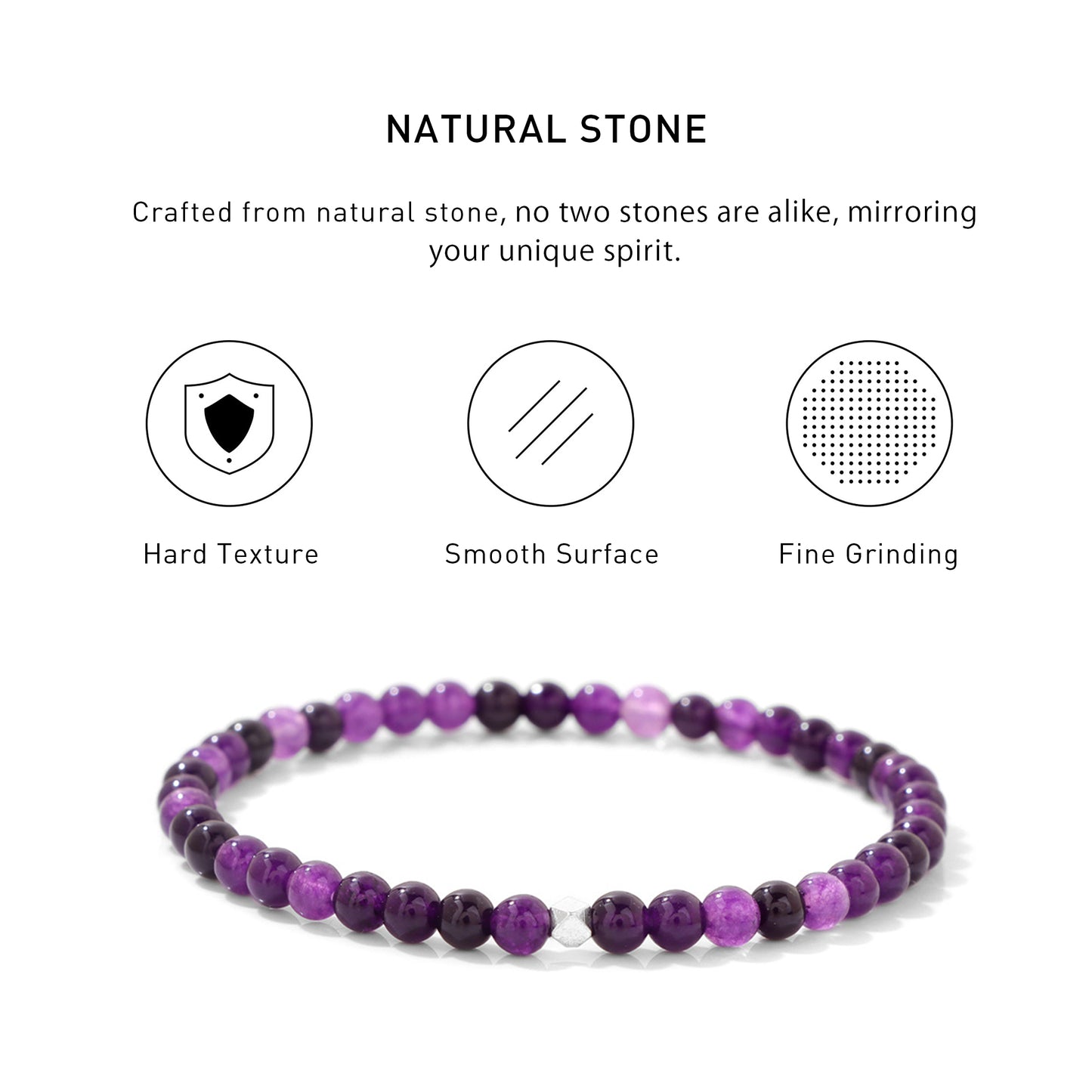 Amethyst Elastic Beaded Energy Bracelets with hard texture, smooth surface, fine grinding and spiritual meaning.