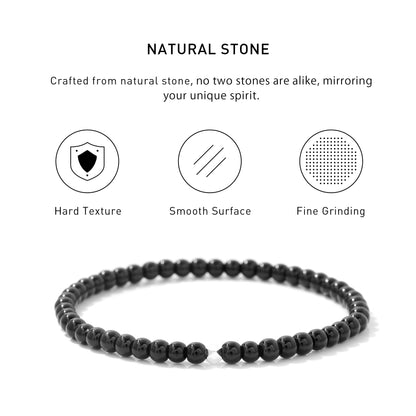 Black Obsidian Elastic Beaded Energy Bracelets with hard texture, smooth surface, fine grinding and spiritual meaning.