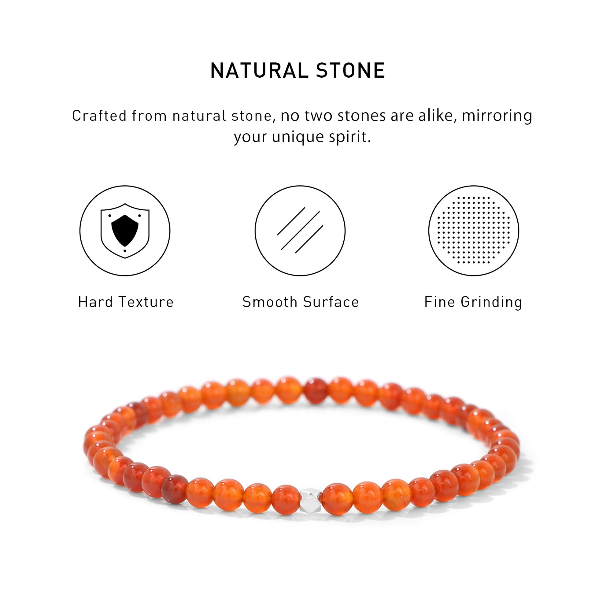 Carnelian Elastic Beaded Energy Bracelets with hard texture, smooth surface, fine grinding and spiritual meaning.