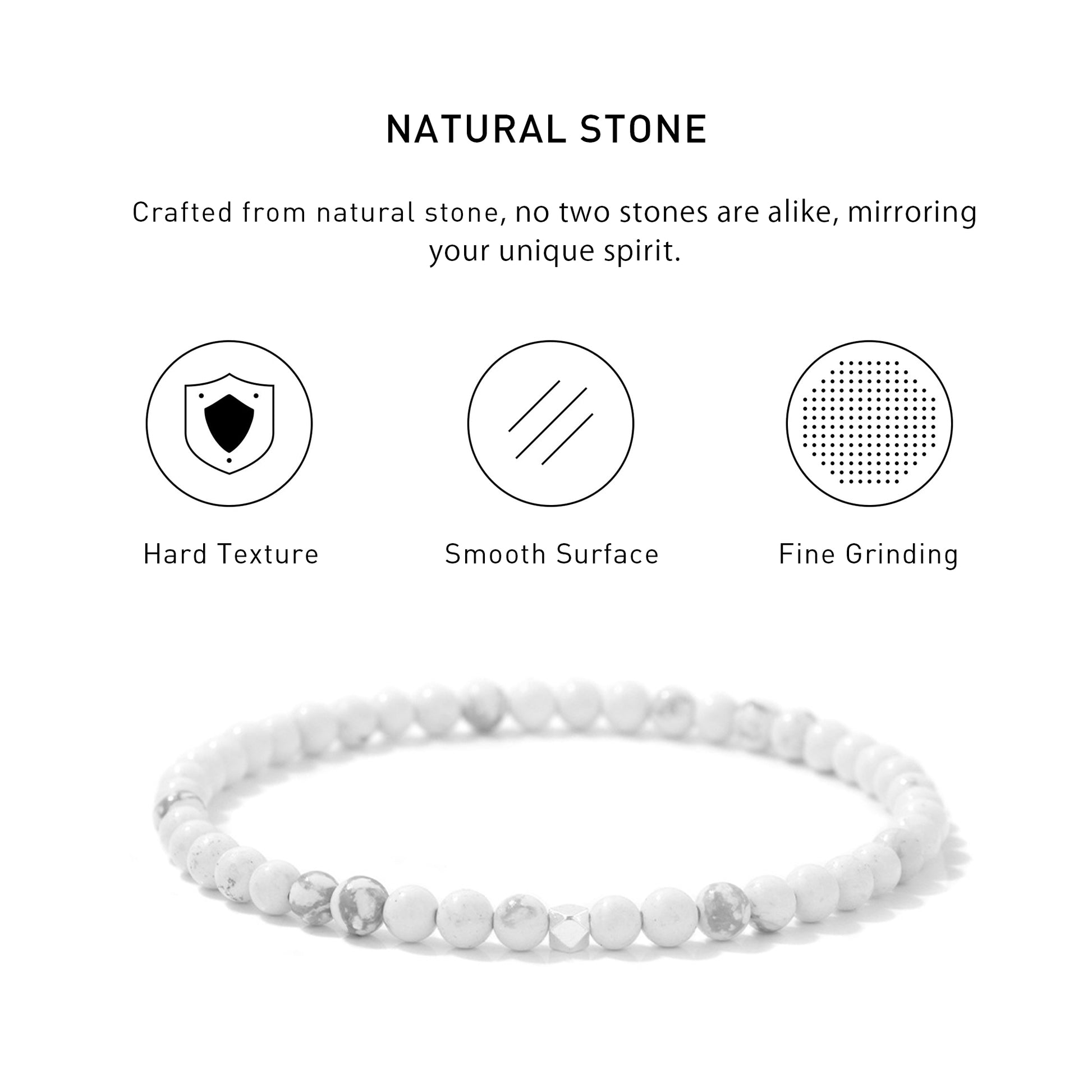 Howlite Elastic Beaded Energy Bracelets with hard texture, smooth surface, fine grinding and spiritual meaning.