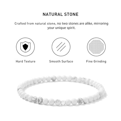 Howlite Elastic Beaded Energy Bracelets with hard texture, smooth surface, fine grinding and spiritual meaning.
