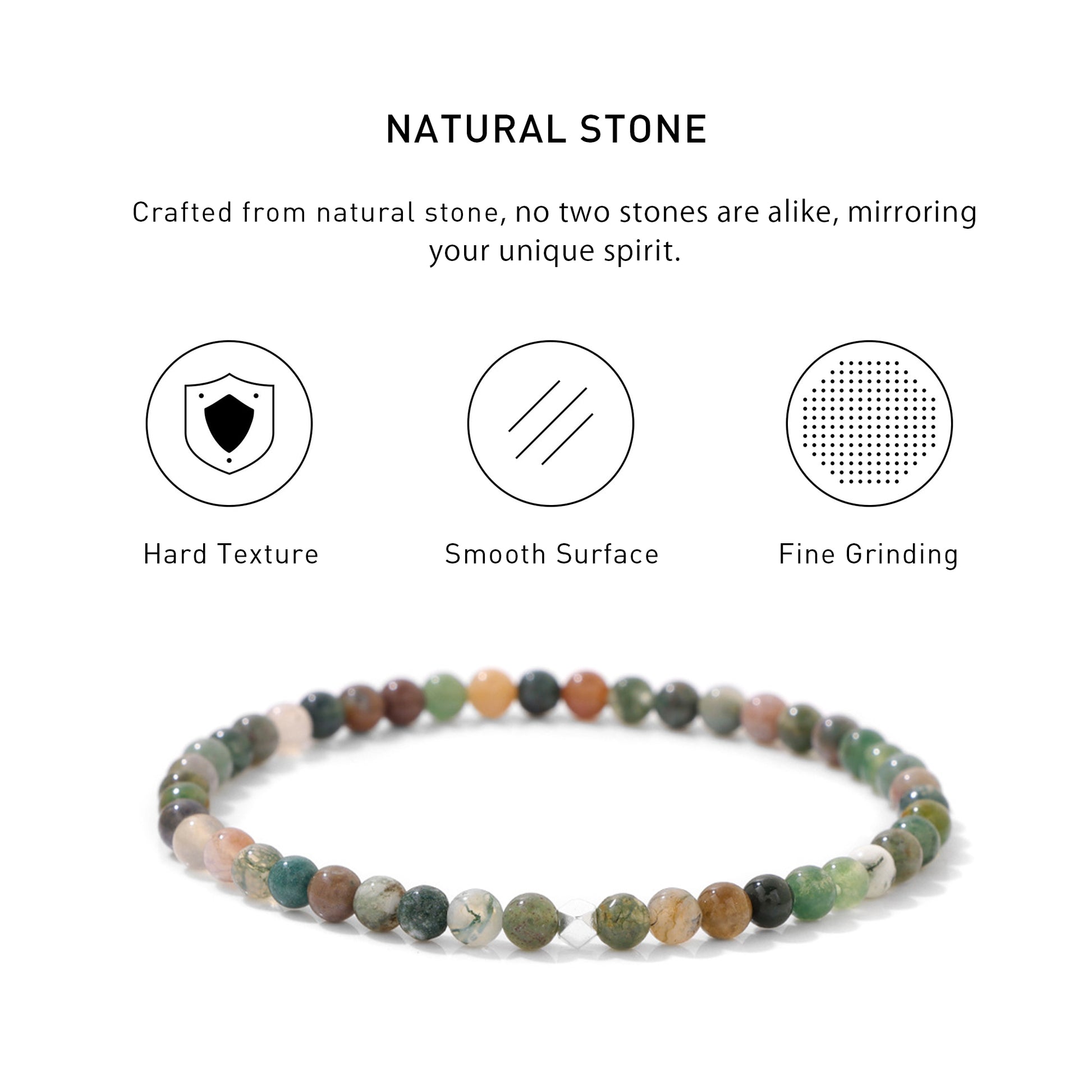 India Agate Elastic Beaded Energy Bracelets with hard texture, smooth surface, fine grinding and spiritual meaning.