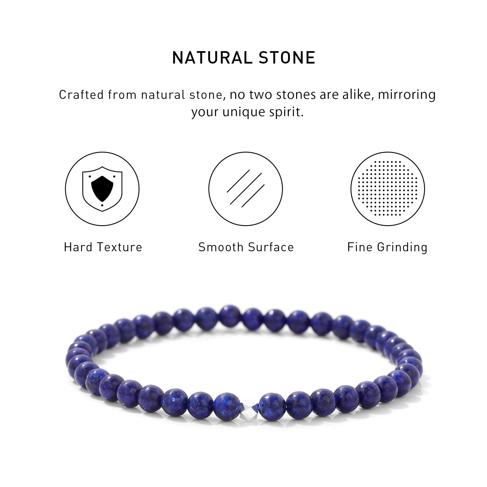 Lapis Lazuli Elastic Beaded Energy Bracelets with hard texture, smooth surface, fine grinding and spiritual meaning.