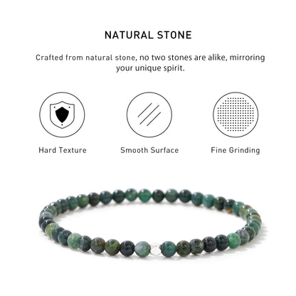 Moss Agate Elastic Beaded Energy Bracelets with hard texture, smooth surface, fine grinding and spiritual meaning.