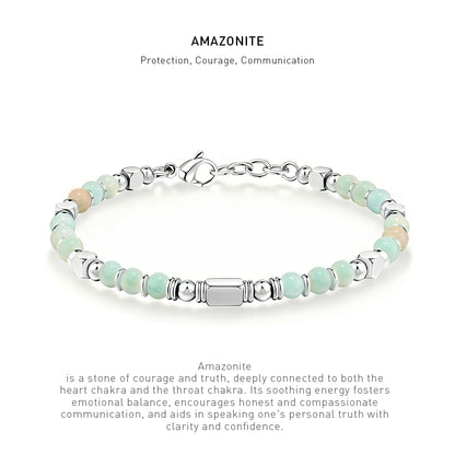 A 7 inch 4mm Amazonite bracelet with stone energy meaning description.