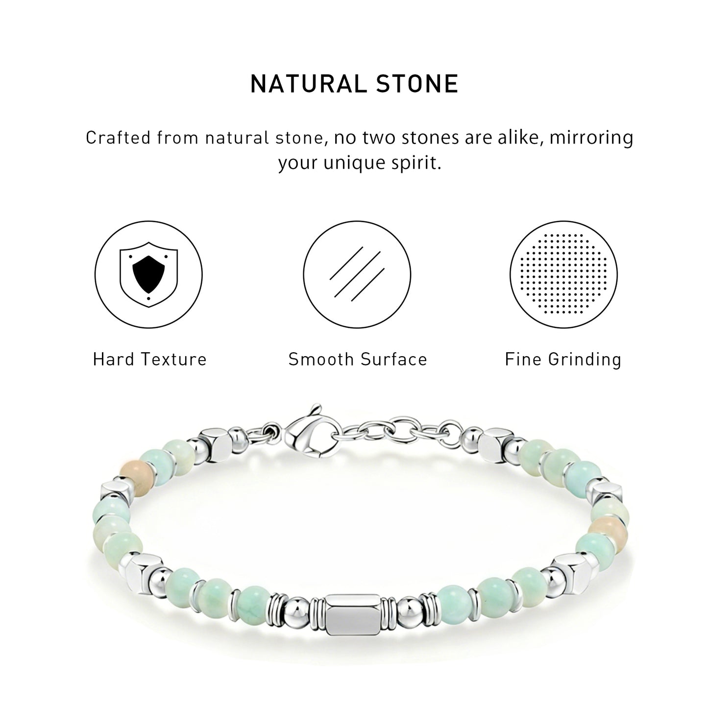 Boho Style Adjustable Amazonite Bracelet with hard texture, smooth surface, fine grinding and spiritual meaning.