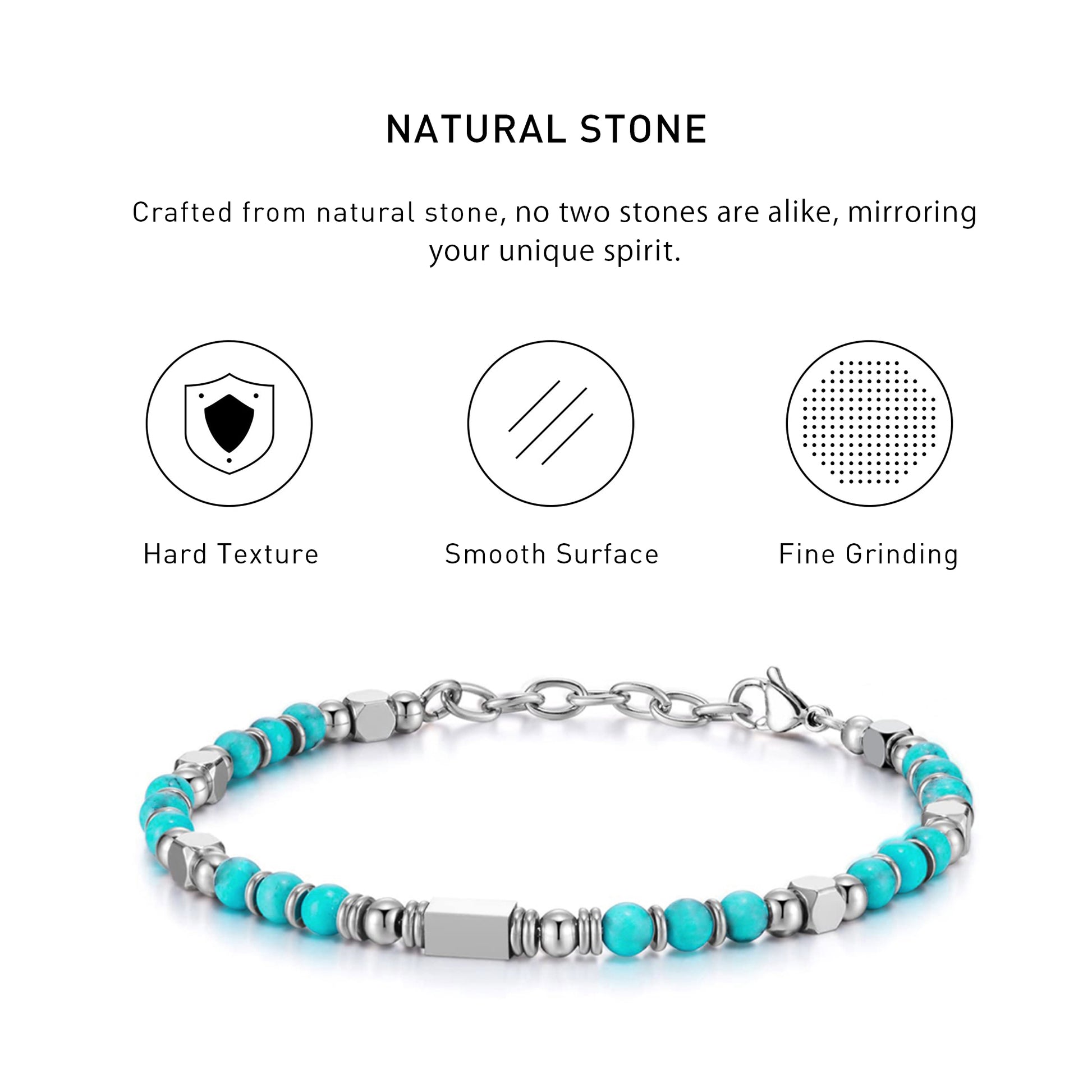 Boho Style Adjustable Greenish Turquoise Bracelet with hard texture, smooth surface, fine grinding and spiritual meaning.