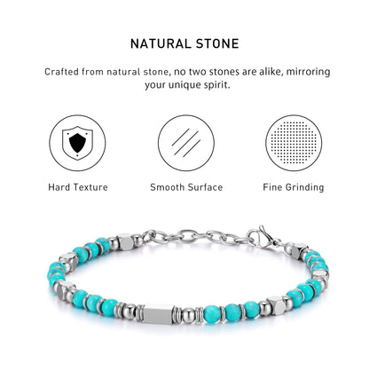 Boho Style Adjustable Greenish Turquoise Bracelet with hard texture, smooth surface, fine grinding and spiritual meaning.