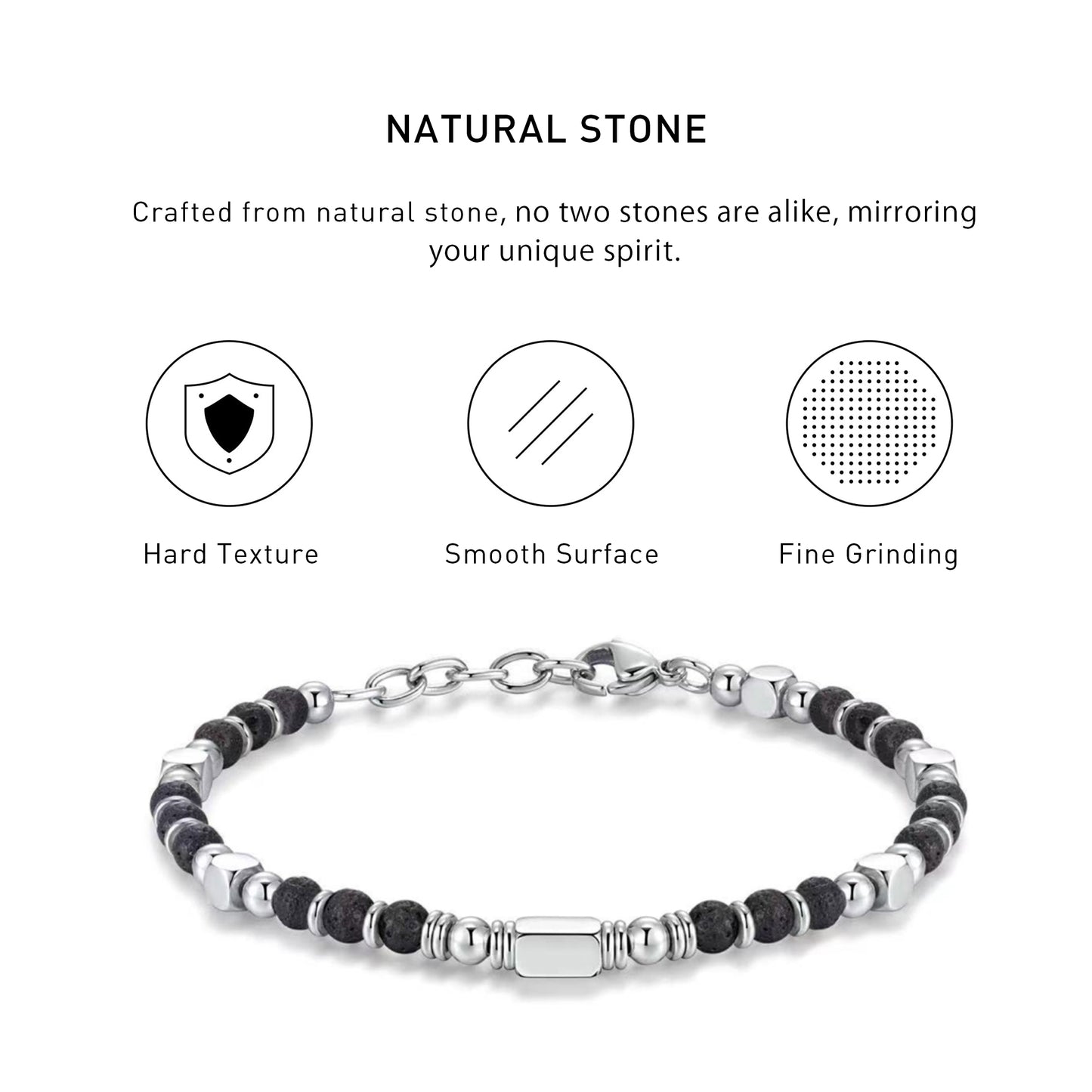 Boho Style Adjustable Lava Stone Bracelet with hard texture, smooth surface, fine grinding and spiritual meaning.