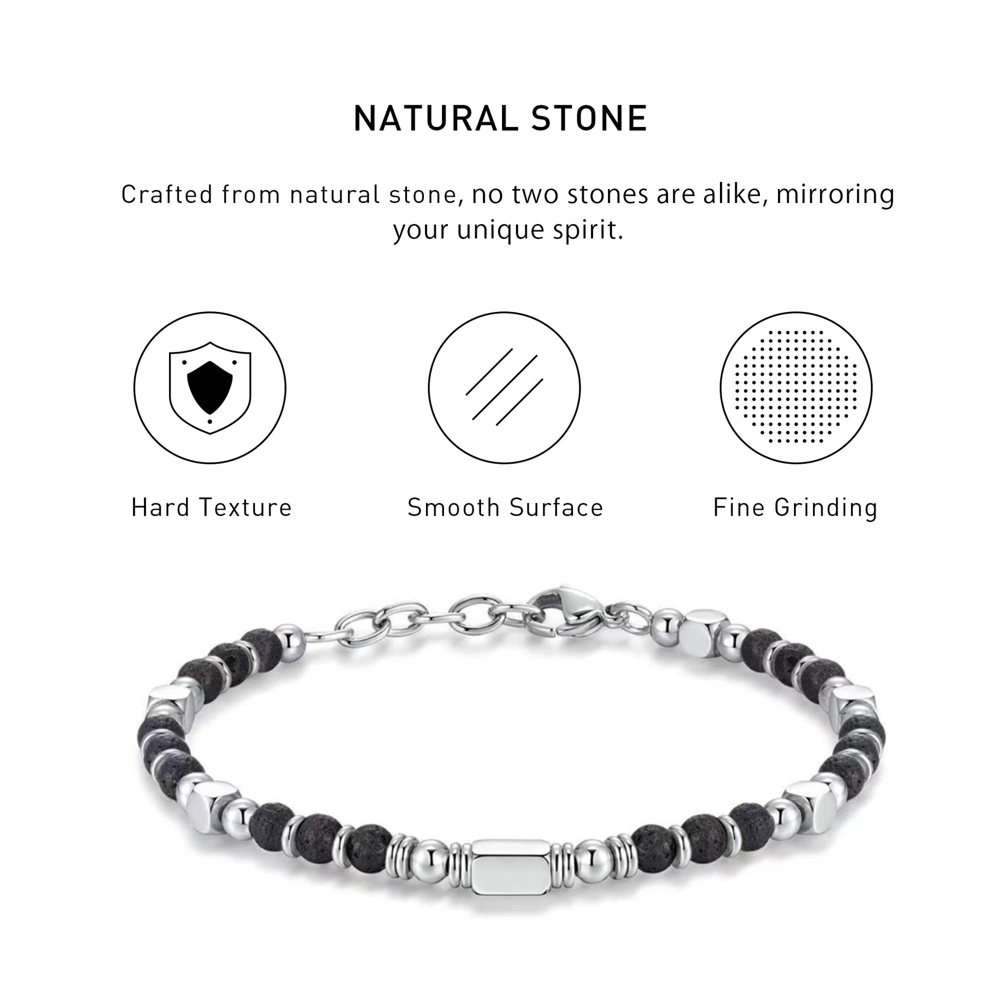 Boho Style Adjustable Lava Stone Bracelet with hard texture, smooth surface, fine grinding and spiritual meaning.