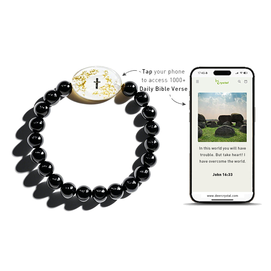 Black Tourmaline Bible Verse Bracelet