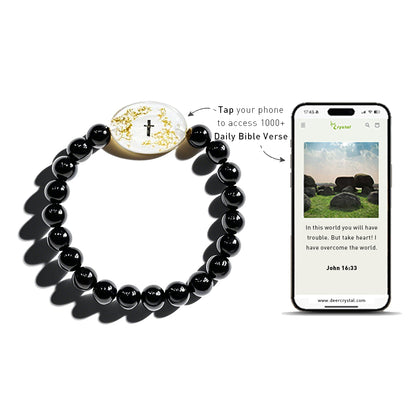 Black Tourmaline Bible Verse Bracelet