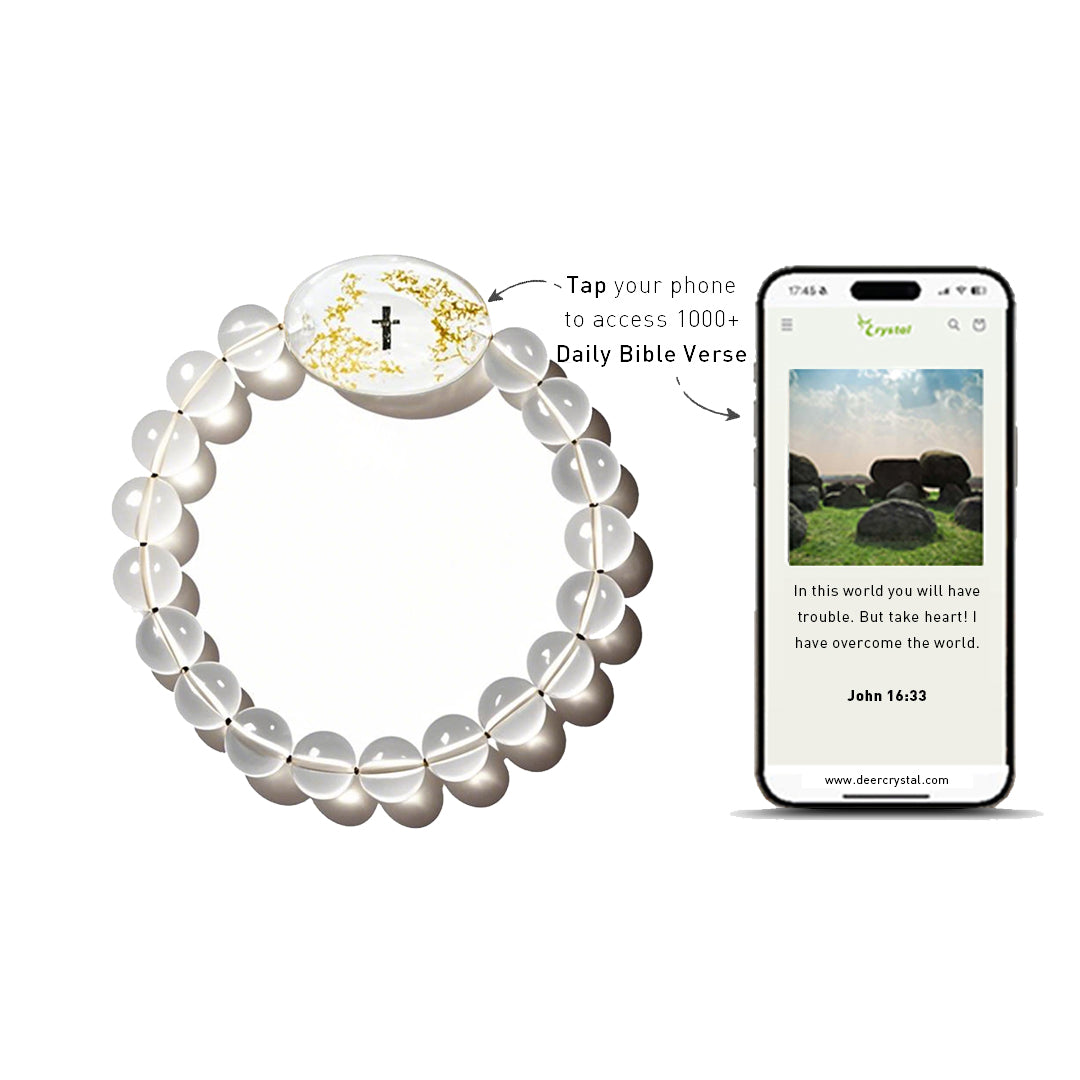 Clear Quartz Bible Verse Bracelet