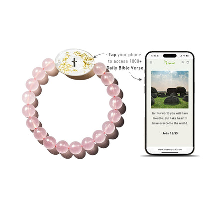 Rose Quartz Bible Verse Bracelet