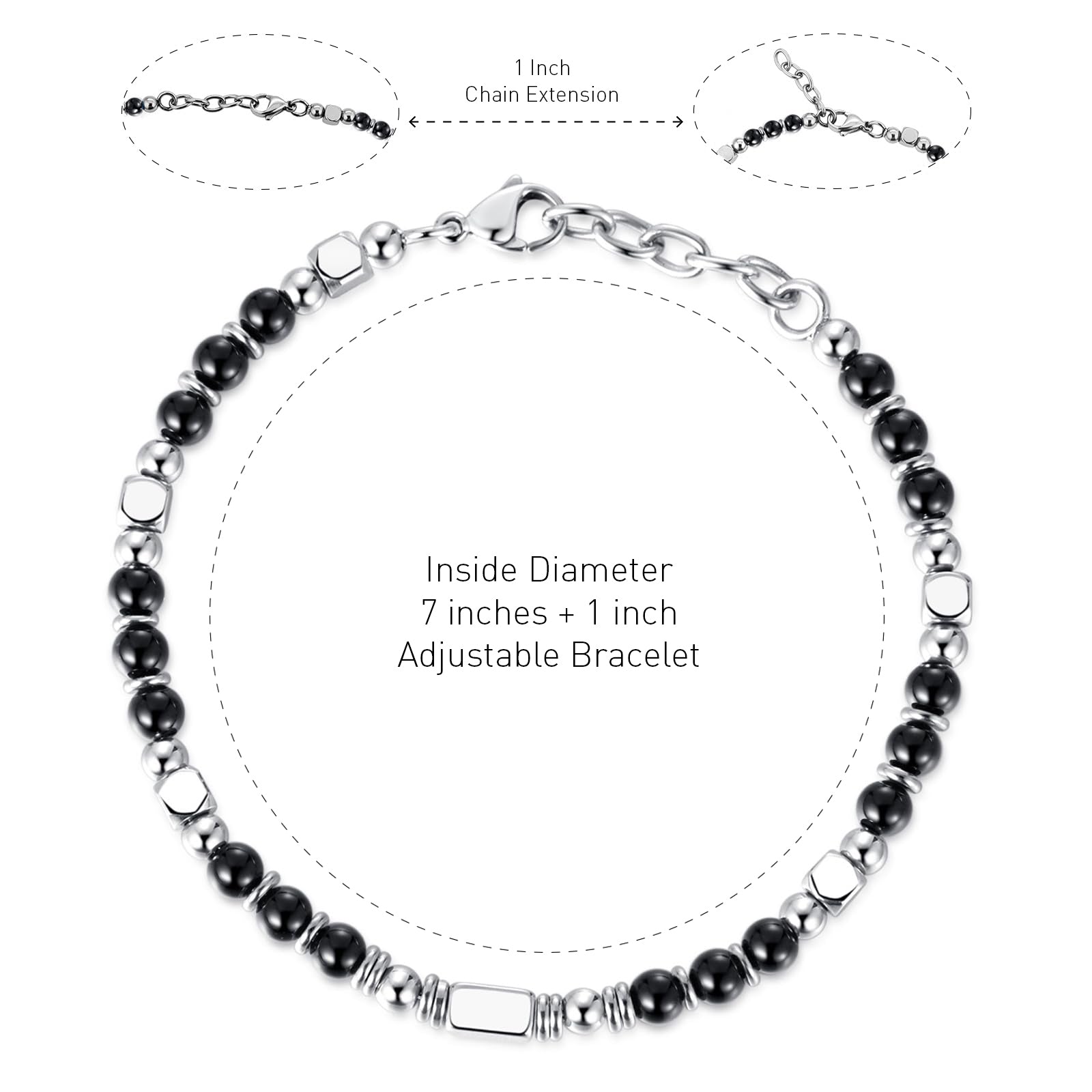 Adjustable Black Obsidian Bracelet Boho Style