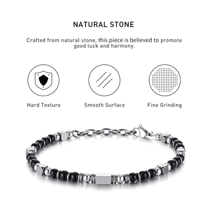 Boho Style Adjustable black obsidian Bracelet with hard texture, smooth surface, fine grinding and spiritual meaning.