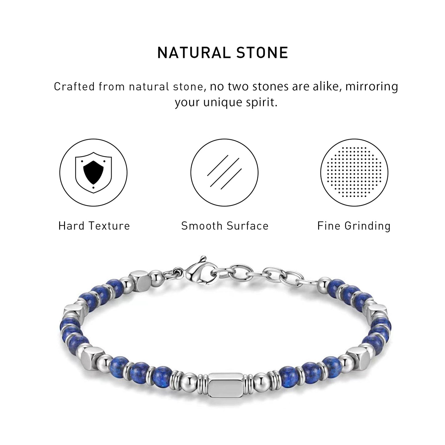 Boho Style Adjustable Lapis Lazuli Bracelet with hard texture, smooth surface, fine grinding and spiritual meaning.