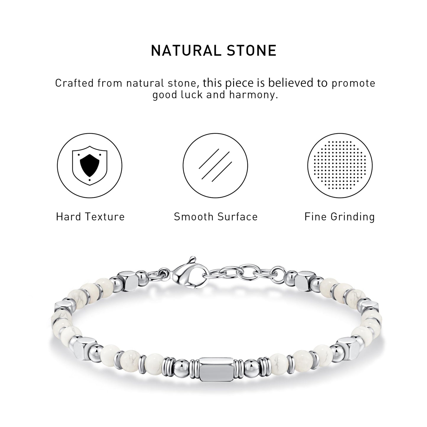 Boho Style Adjustable magnesite Bracelet with hard texture, smooth surface, fine grinding and spiritual meaning.