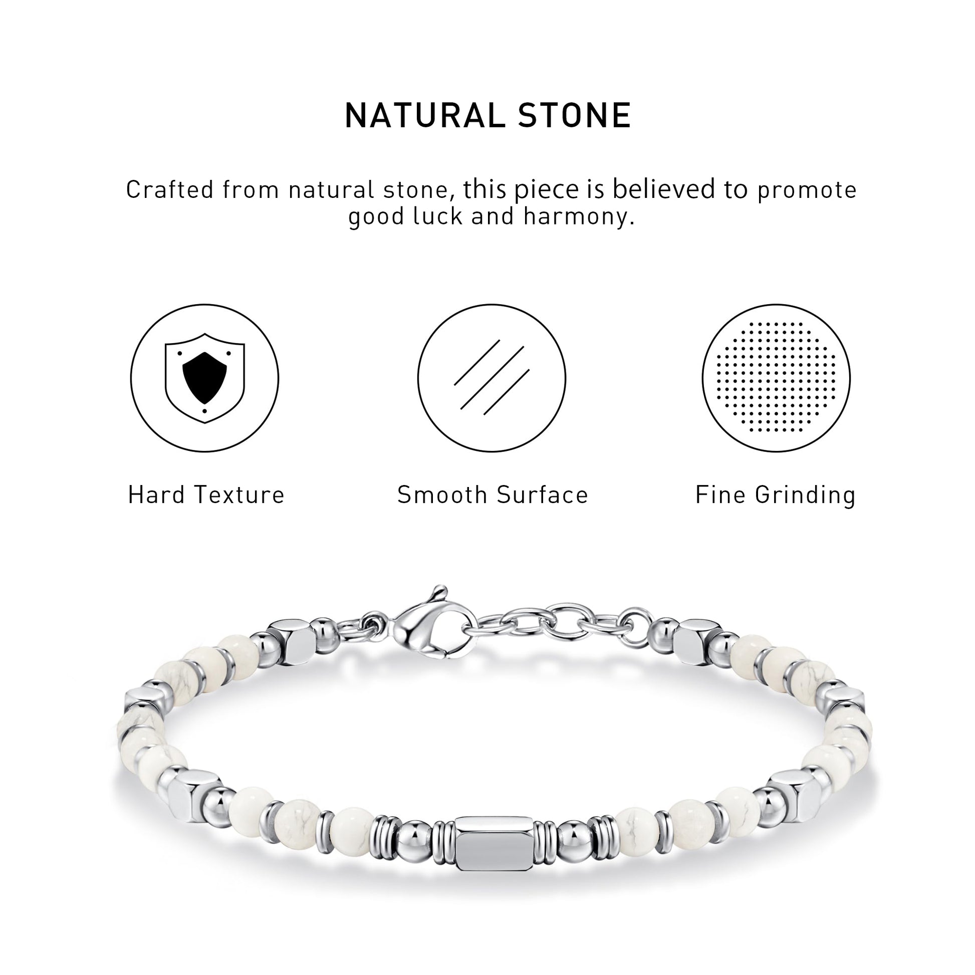 Boho Style Adjustable magnesite Bracelet with hard texture, smooth surface, fine grinding and spiritual meaning.