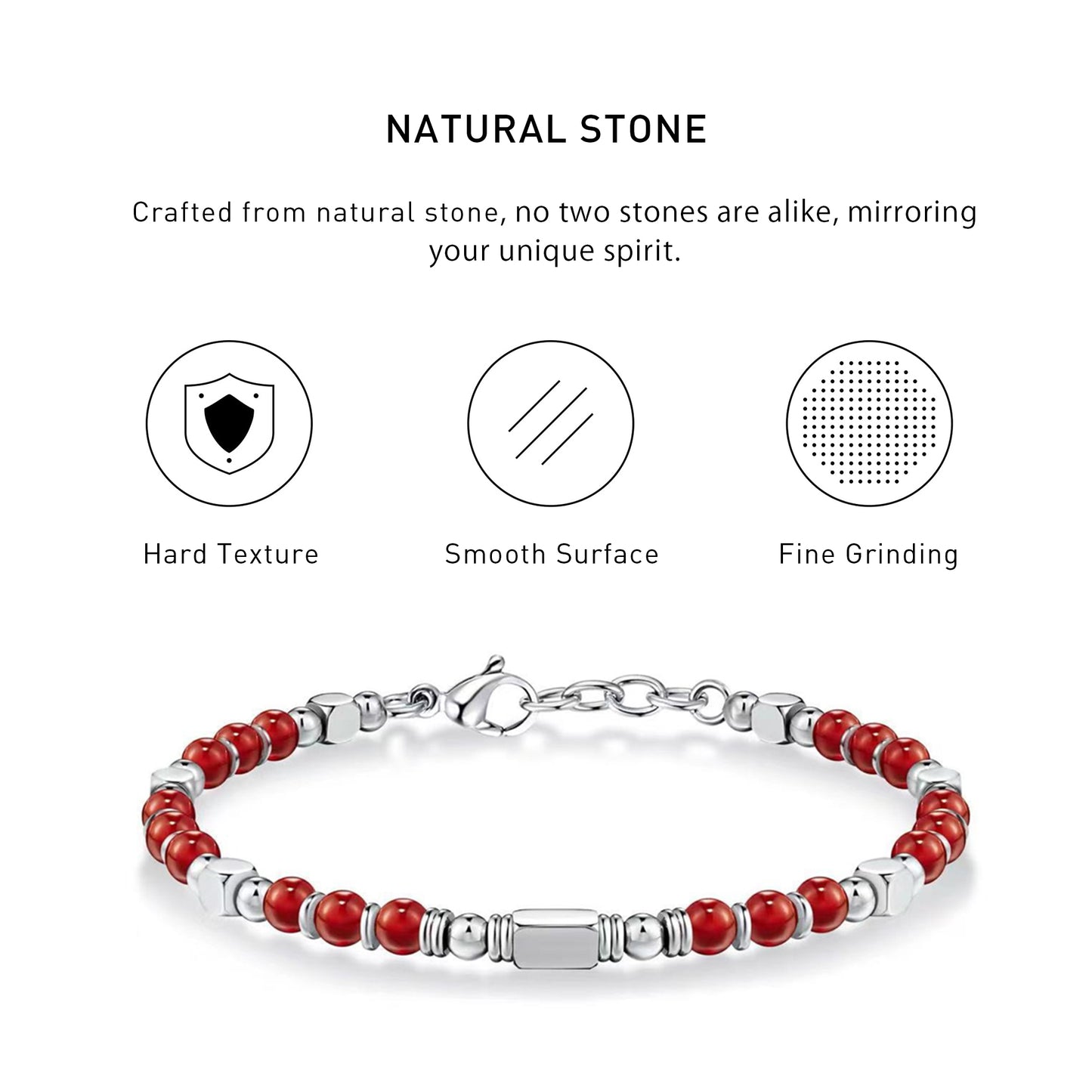 Boho Style Adjustable Red Agate Bracelet with hard texture, smooth surface, fine grinding and spiritual meaning.