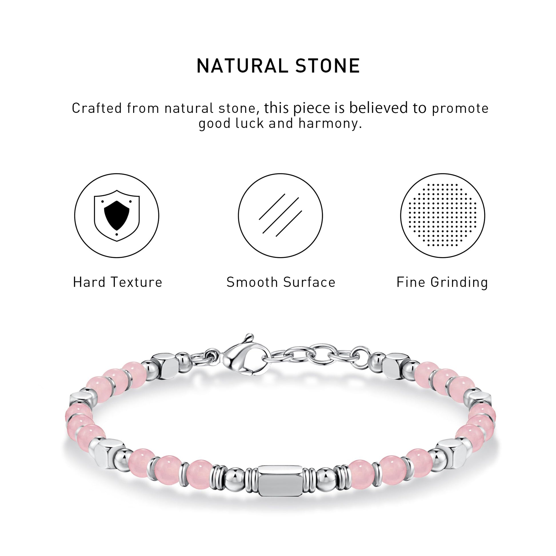 Boho Style Adjustable rose quartz Bracelet with hard texture, smooth surface, fine grinding and spiritual meaning.