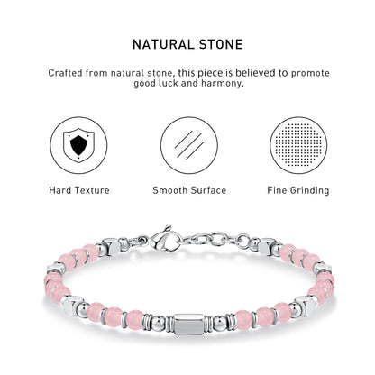 Boho Style Adjustable rose quartz Bracelet with hard texture, smooth surface, fine grinding and spiritual meaning.