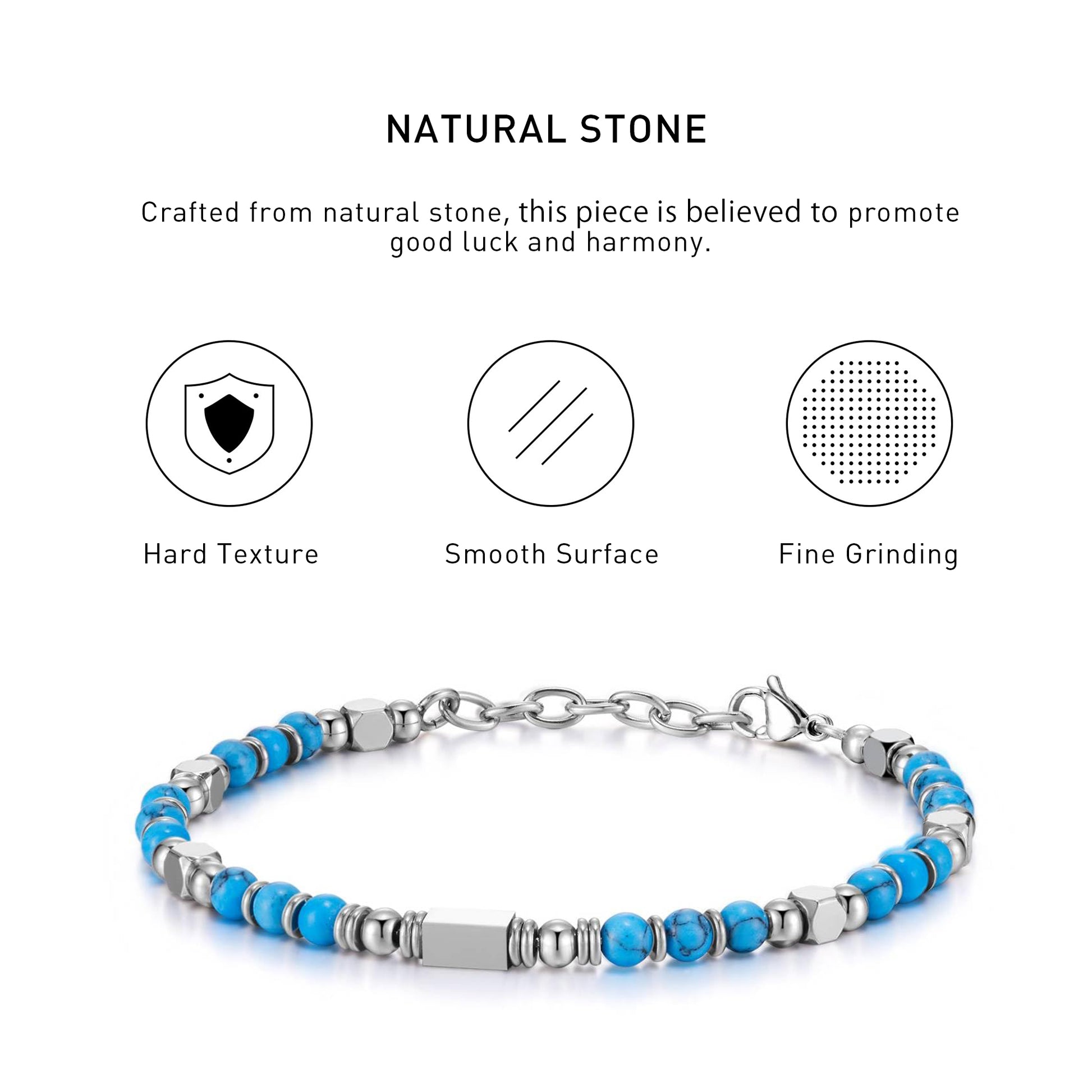 Boho Style Adjustable turquoise Bracelet with hard texture, smooth surface, fine grinding and spiritual meaning.