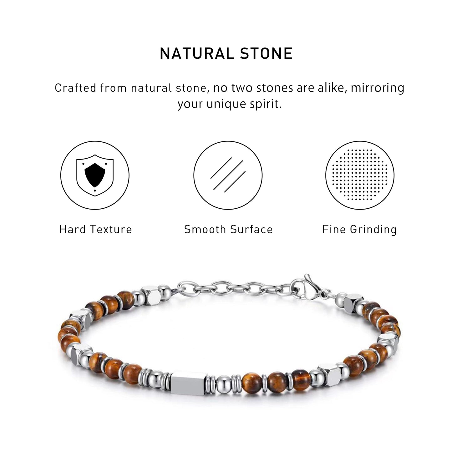 Boho Style Adjustable Yellow Tiger's Eye Bracelet with hard texture, smooth surface, fine grinding and spiritual meaning.
