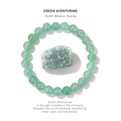 A 7 inch green aventurine bracelet with stone