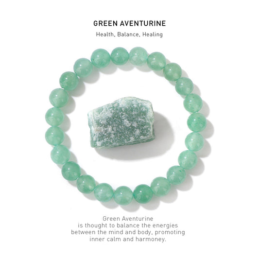 A 7 inch green aventurine bracelet with stone