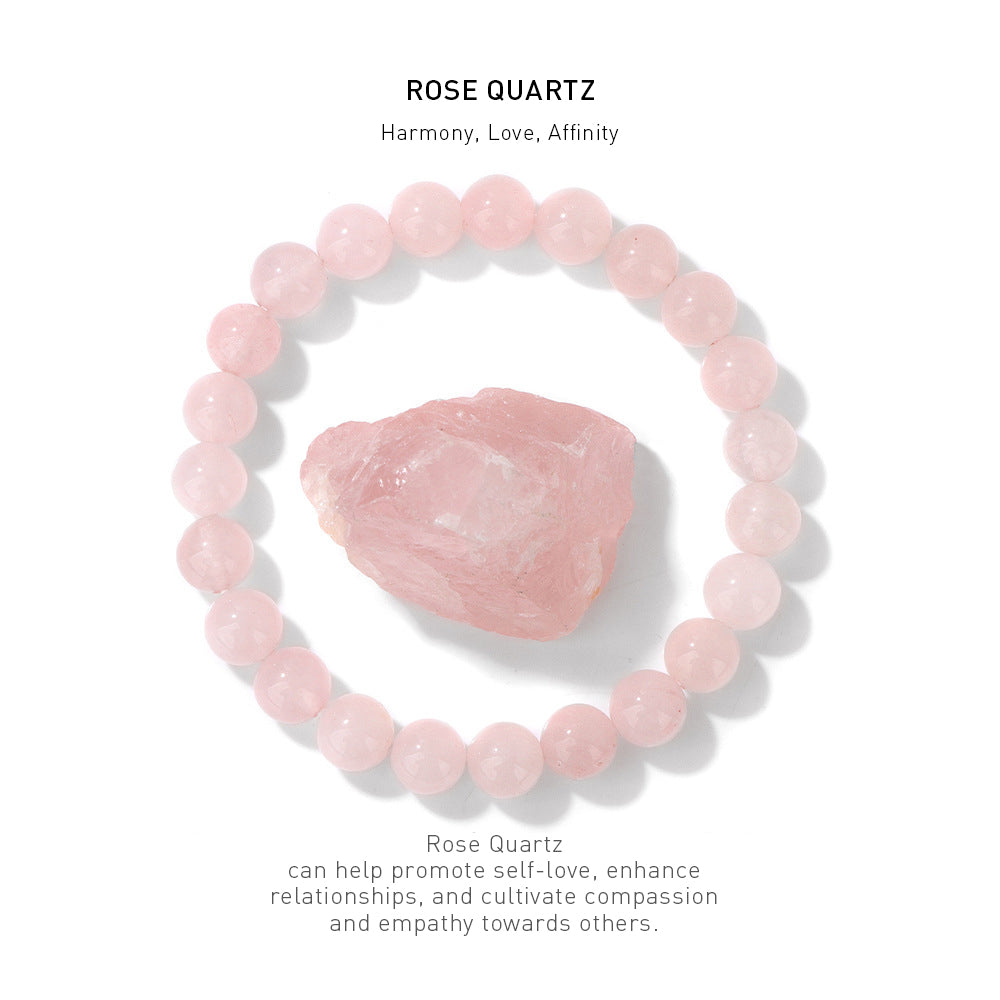 A 7 inch rose quartz bracelet with stone
