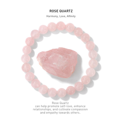A 7 inch rose quartz bracelet with stone