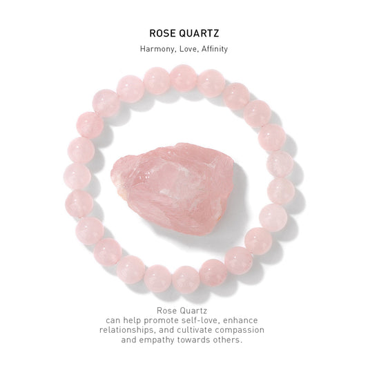 A 7 inch rose quartz bracelet with stone