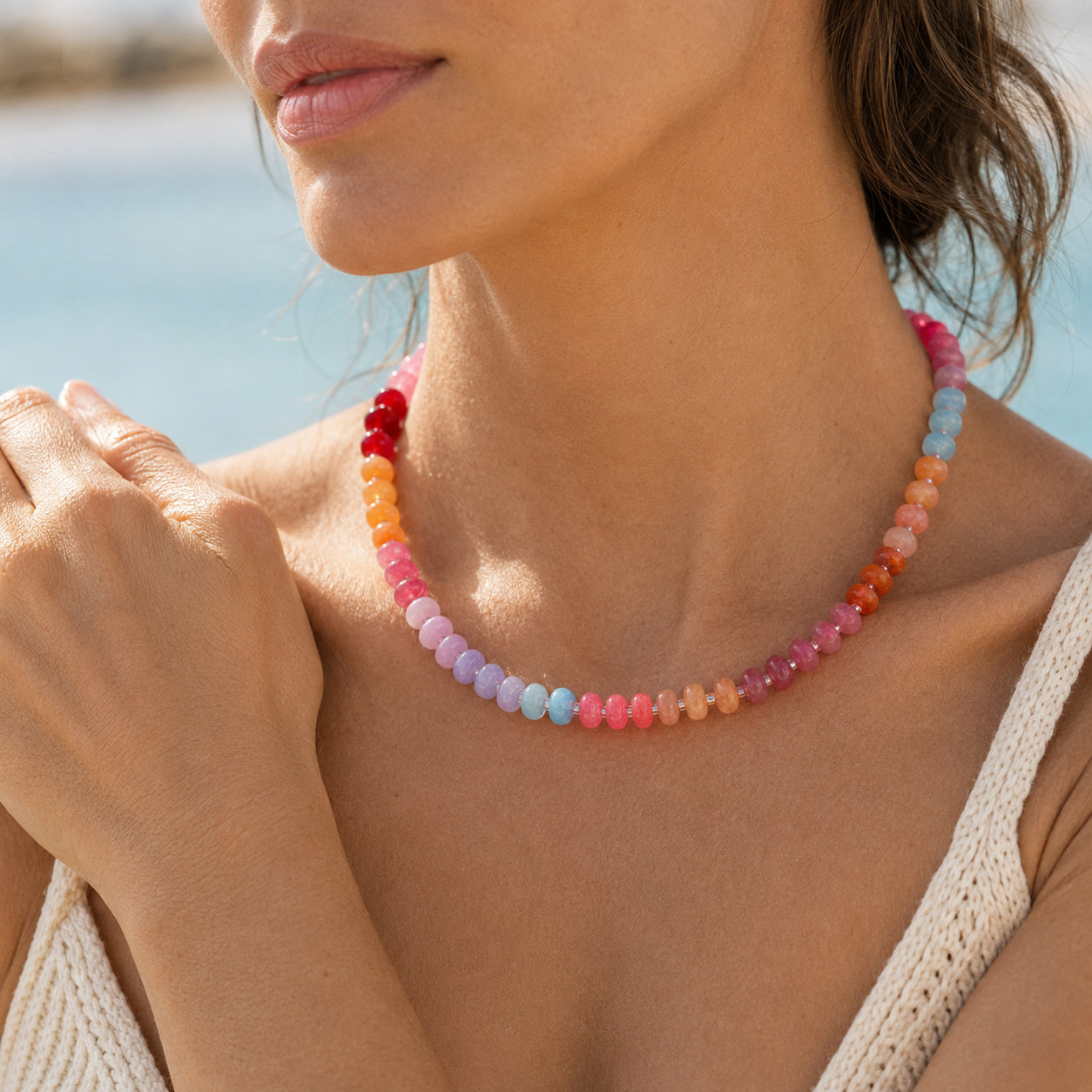 Boho Bead Stone Choker Necklace