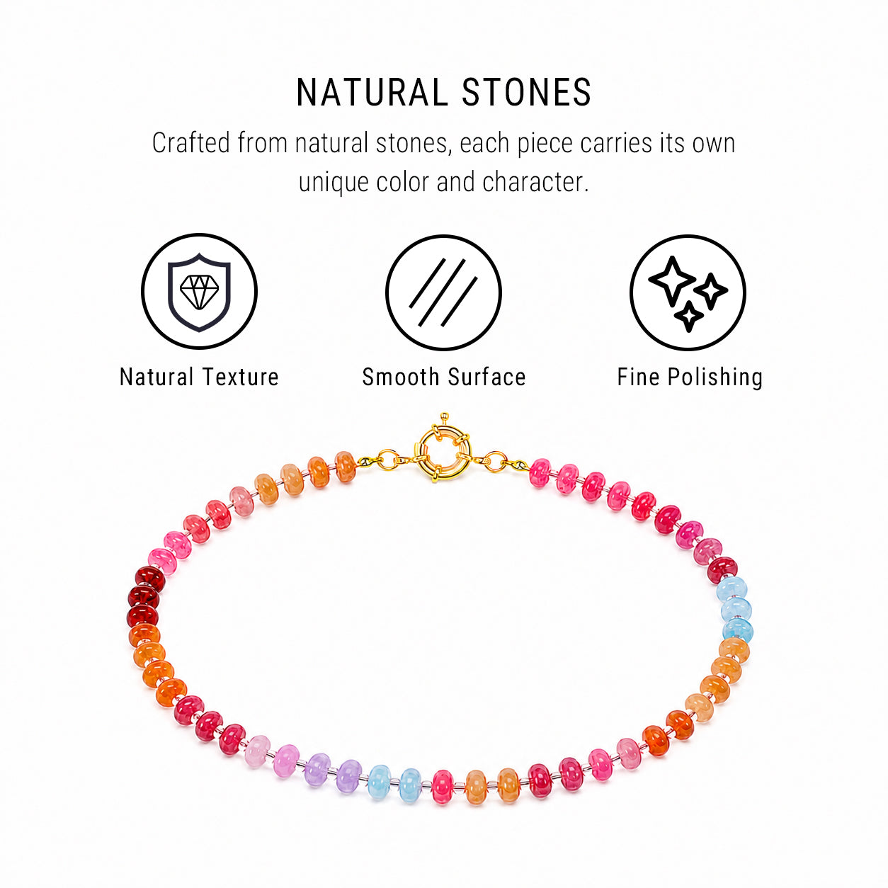 Boho Bead Stone Choker Necklace