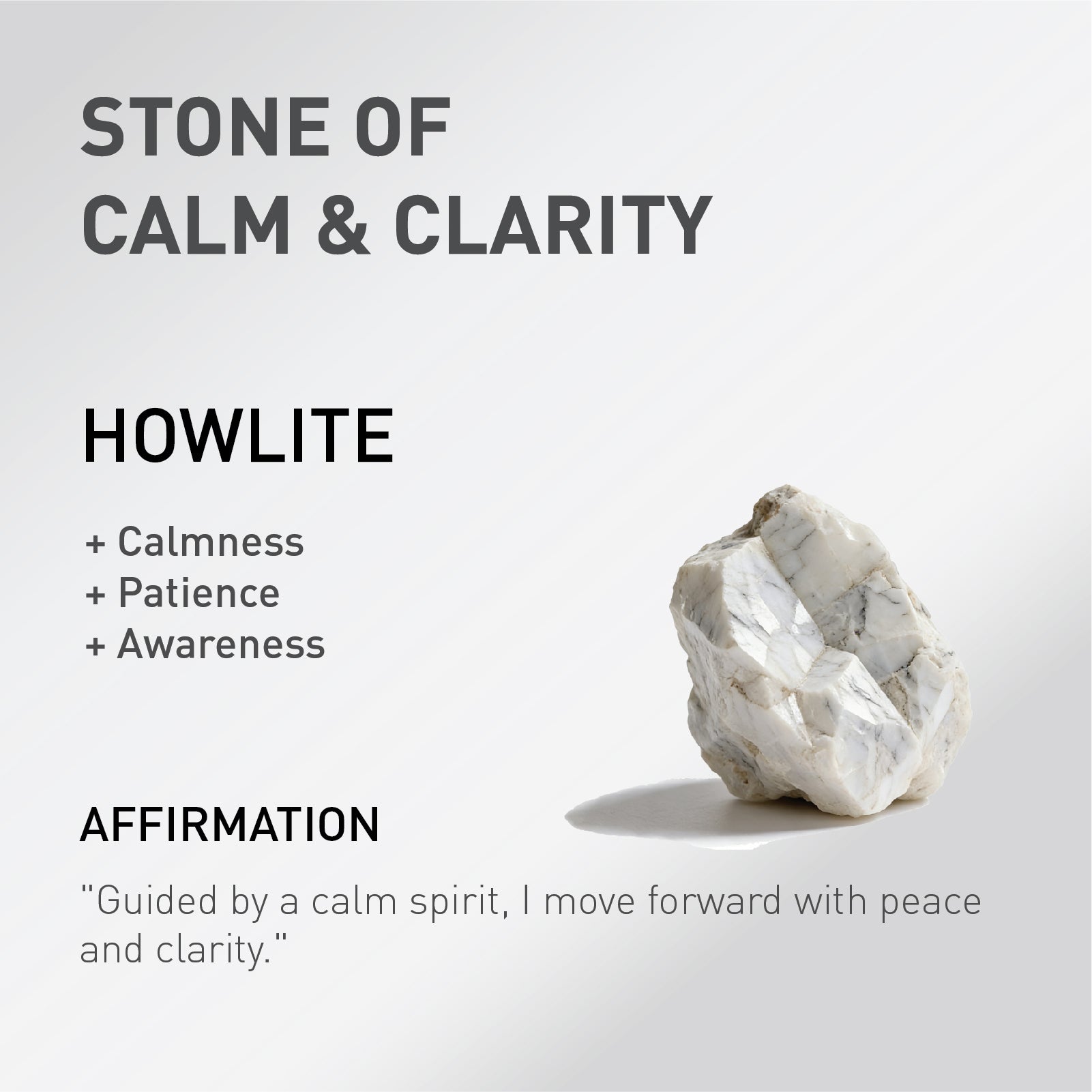 a card showing the spiritual meaning of Howlite Stone.